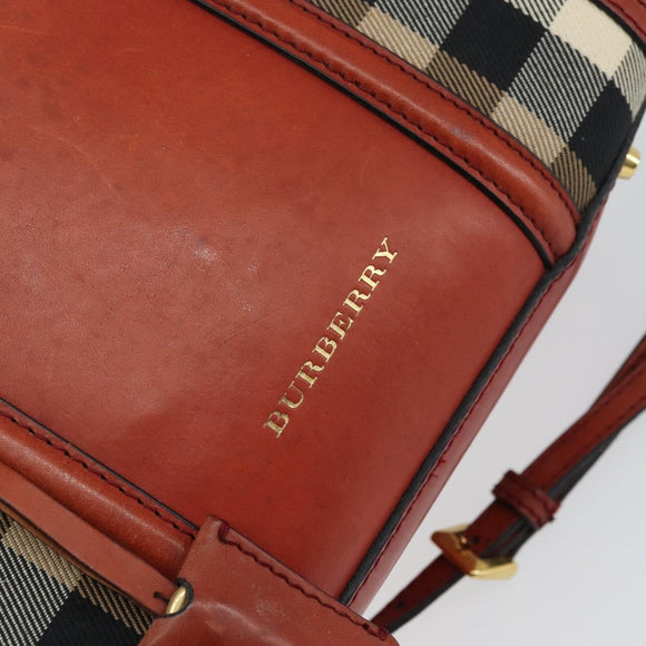 BURBERRY Nova Check Hand Bag Canvas Leather 2way Beige Gold Auth 157364