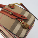 BURBERRY Nova Check Hand Bag Canvas Leather 2way Beige Gold Auth 157364-19