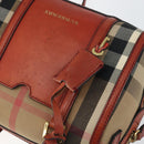 BURBERRY Nova Check Hand Bag Canvas Leather 2way Beige Gold Auth 157364-20