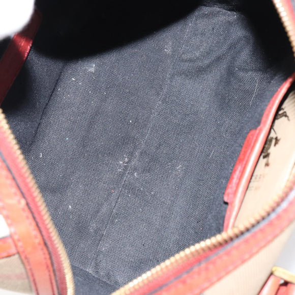 BURBERRY Nova Check Hand Bag Canvas Leather 2way Beige Gold Auth 157364