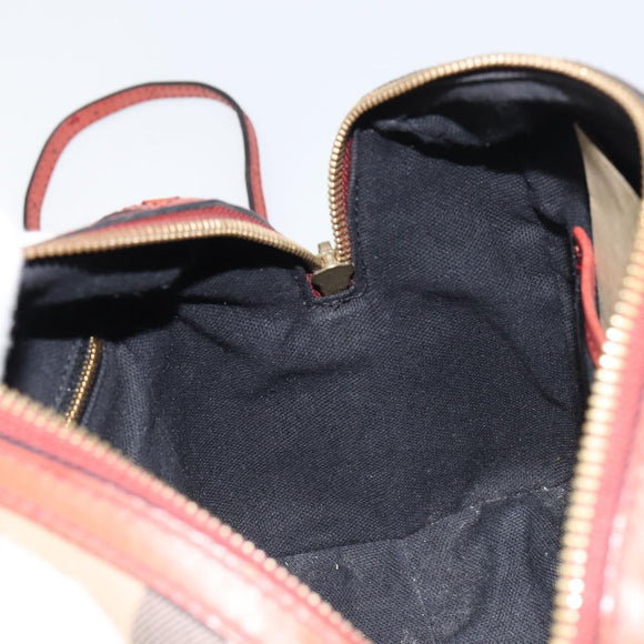 BURBERRY Nova Check Hand Bag Canvas Leather 2way Beige Gold Auth 157364