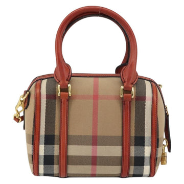 BURBERRY Nova Check Hand Bag Canvas Leather 2way Beige Gold Auth 157364 - 0