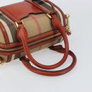 BURBERRY Nova Check Hand Bag Canvas Leather 2way Beige Gold Auth 157364-7