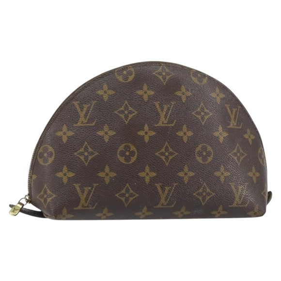 LOUIS VUITTON Monogram Trousse Demi Ronde Cosmetic Pouch M47520 LV Auth 157375