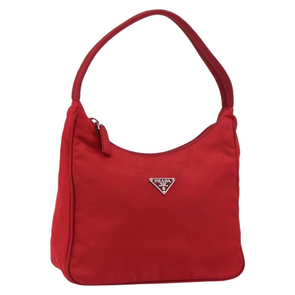 PRADA Hand Pouch Nylon Red Auth 157376