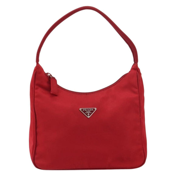 PRADA Hand Pouch Nylon Red Auth 157376