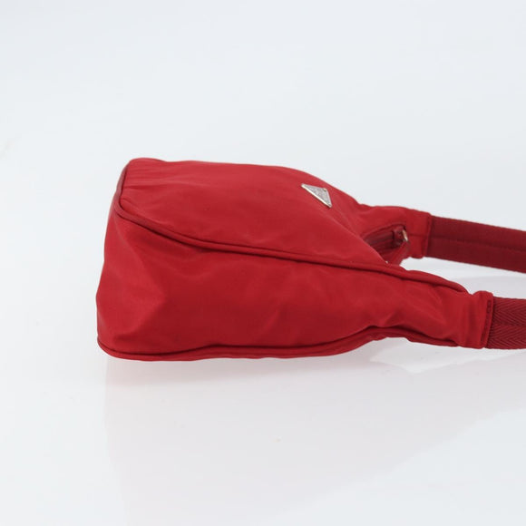 PRADA Hand Pouch Nylon Red Auth 157376