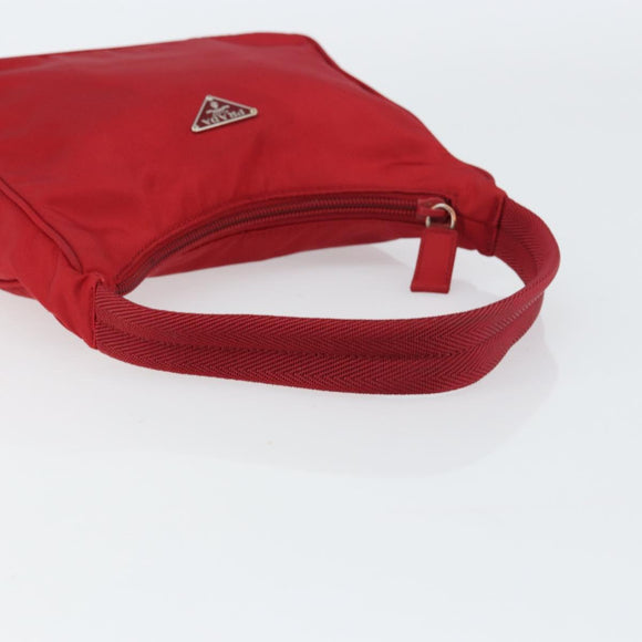 PRADA Hand Pouch Nylon Red Auth 157376
