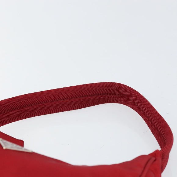 PRADA Hand Pouch Nylon Red Auth 157376