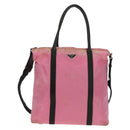 PRADA Hand Bag Nylon Leather 2way Pink Black Auth 157377-13