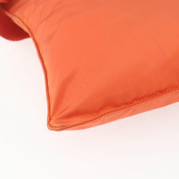 PRADA Shoulder Bag Nylon Leather Orange Silver Auth 157378