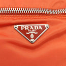 PRADA Shoulder Bag Nylon Leather Orange Silver Auth 157378-18