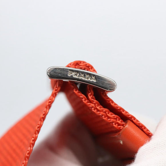 PRADA Shoulder Bag Nylon Leather Orange Silver Auth 157378