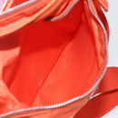 PRADA Shoulder Bag Nylon Leather Orange Silver Auth 157378-23