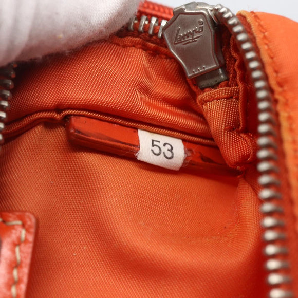 PRADA Shoulder Bag Nylon Leather Orange Silver Auth 157378