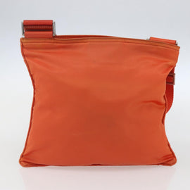 PRADA Shoulder Bag Nylon Leather Orange Silver Auth 157378 - 0