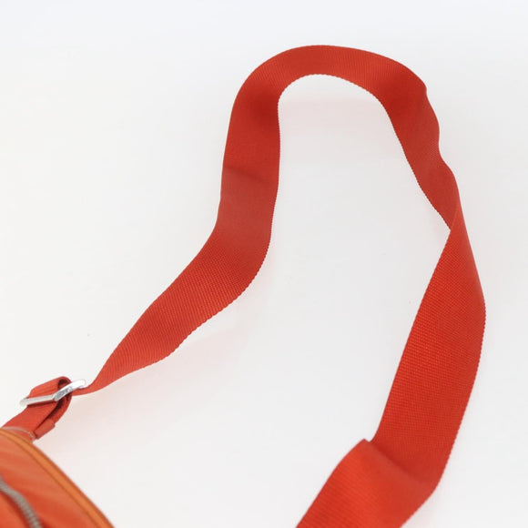 PRADA Shoulder Bag Nylon Leather Orange Silver Auth 157378