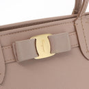 Salvatore Ferragamo Vala Tote Bag Leather Gold Pink Beige Auth 157381-15