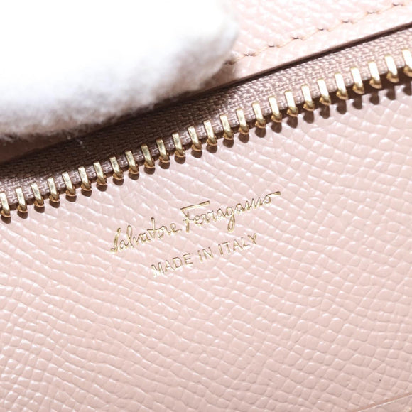 Salvatore Ferragamo Vala Tote Bag Leather Gold Pink Beige Auth 157381