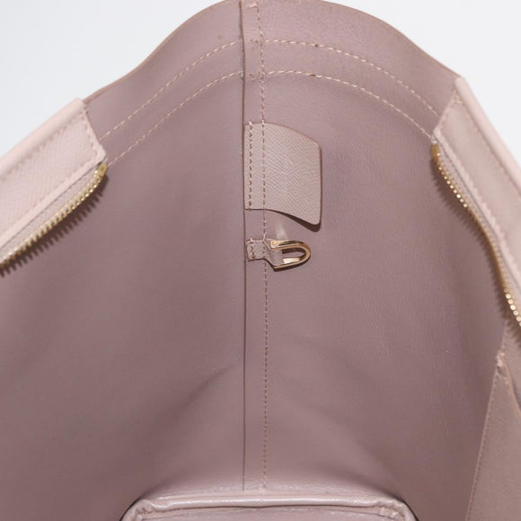 Salvatore Ferragamo Vala Tote Bag Leather Gold Pink Beige Auth 157381