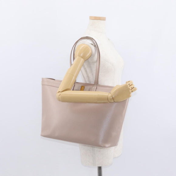 Salvatore Ferragamo Vala Tote Bag Leather Gold Pink Beige Auth 157381