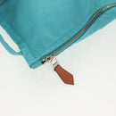 HERMES Panier Plage PM Hand Bag Canvas Light Blue Silver Auth 157382-21