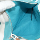 HERMES Panier Plage PM Hand Bag Canvas Light Blue Silver Auth 157382-22