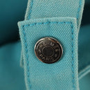 HERMES Panier Plage PM Hand Bag Canvas Light Blue Silver Auth 157382-24