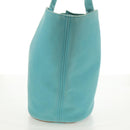 HERMES Panier Plage PM Hand Bag Canvas Light Blue Silver Auth 157382-5