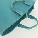 HERMES Panier Plage PM Hand Bag Canvas Light Blue Silver Auth 157382-8