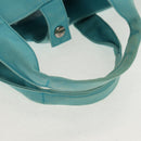 HERMES Panier Plage PM Hand Bag Canvas Light Blue Silver Auth 157382-9