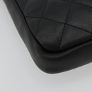 CHANEL Matelasse Cambon Line Shoulder Bag Calf Skin Black Silver CC Auth 157389A-13