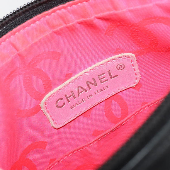 CHANEL Matelasse Cambon Line Shoulder Bag Calf Skin Black Silver CC Auth 157389A