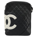 CHANEL Matelasse Cambon Line Shoulder Bag Calf Skin Black Silver CC Auth 157389A-2