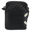 CHANEL Matelasse Cambon Line Shoulder Bag Calf Skin Black Silver CC Auth 157389A-3
