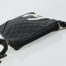 CHANEL Matelasse Cambon Line Shoulder Bag Calf Skin Black Silver CC Auth 157389A-6