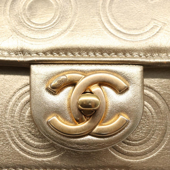 CHANEL Chain Shoulder Bag Lamb Skin Gold CC Auth 157390SAV