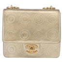 CHANEL Chain Shoulder Bag Lamb Skin Gold CC Auth 157390SAV-14