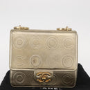 CHANEL Chain Shoulder Bag Lamb Skin Gold CC Auth 157390SAV-13