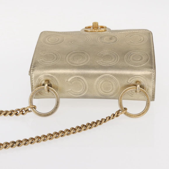 CHANEL Chain Shoulder Bag Lamb Skin Gold CC Auth 157390SAV