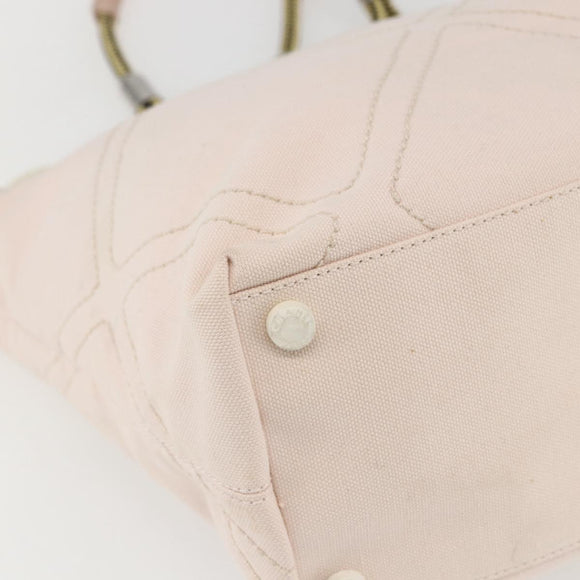 CHANEL Tote Bag Canvas Pink Silver CC Auth 157397V