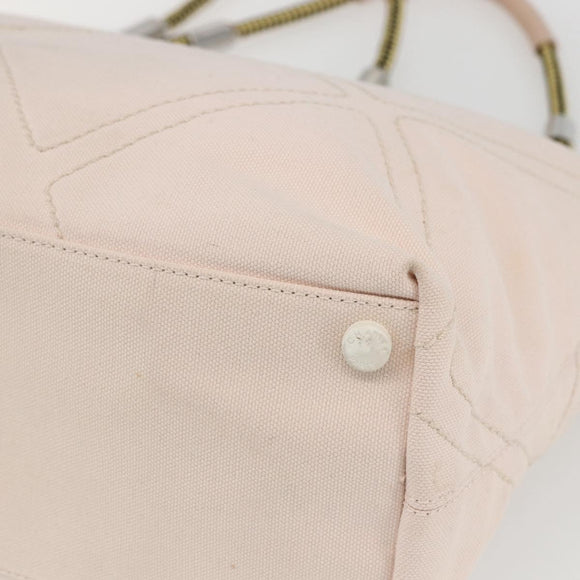 CHANEL Tote Bag Canvas Pink Silver CC Auth 157397V
