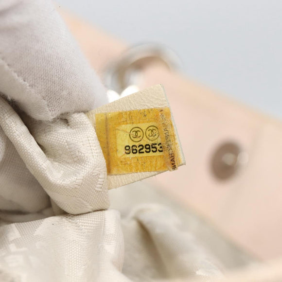 CHANEL Tote Bag Canvas Pink Silver CC Auth 157397V