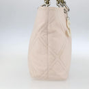 CHANEL Tote Bag Canvas Pink Silver CC Auth 157397V-4