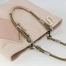 CHANEL Tote Bag Canvas Pink Silver CC Auth 157397V-6