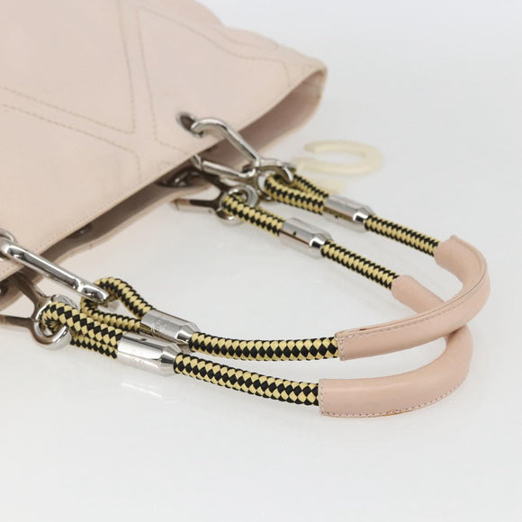 CHANEL Tote Bag Canvas Pink Silver CC Auth 157397V