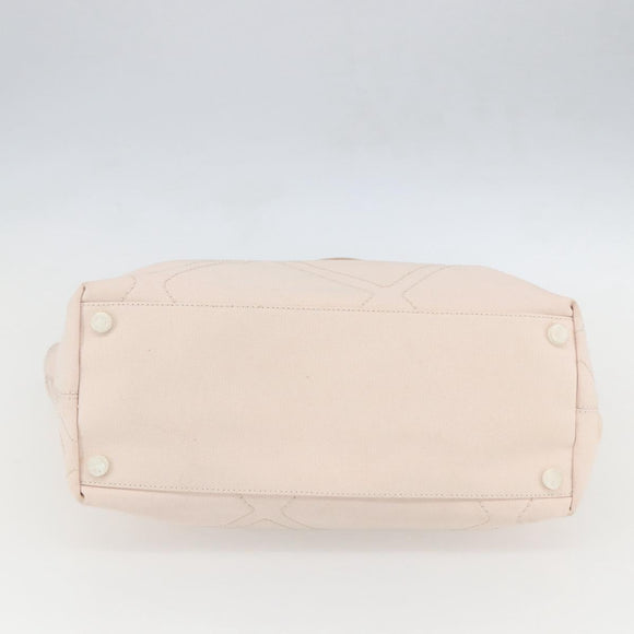 CHANEL Tote Bag Canvas Pink Silver CC Auth 157397V