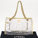 CHANEL Chain Tote Bag Vinyl Clear CC Auth 157398V-23