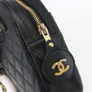 CHANEL Matelasse Chain Shoulder Bag Lamb Skin Black Gold CC Auth 157399A-14