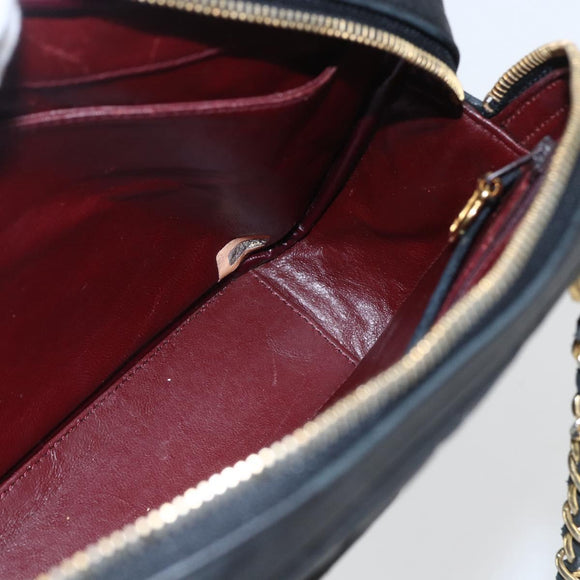 CHANEL Matelasse Chain Shoulder Bag Lamb Skin Black Gold CC Auth 157399A